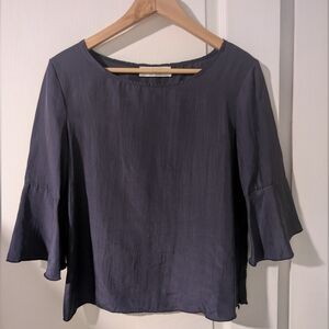 Fabiana Filippi | 100% Silk Bell Sleeve Blouse In Navy